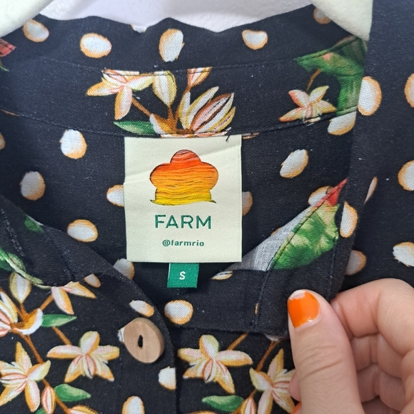Farm Rio Cocoa Paradise Linen Blend Shirt Small NWOT - Picture 7 of 7